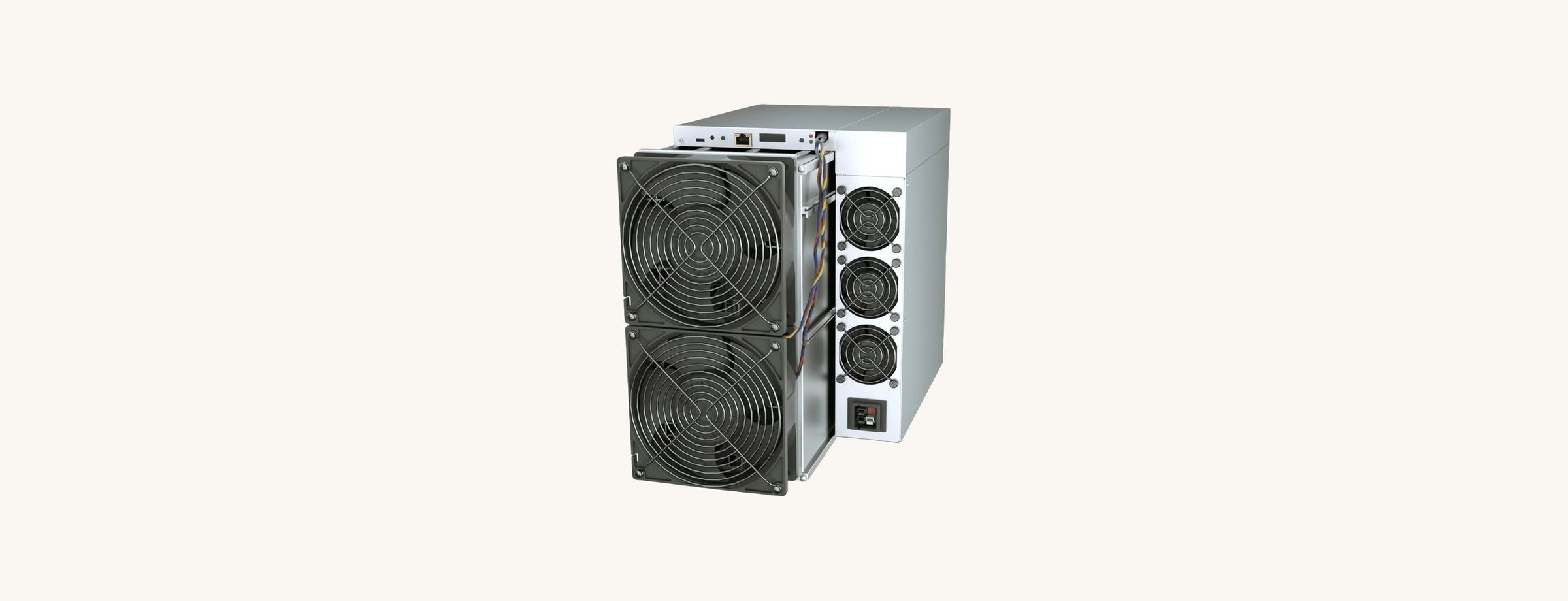 Antminer S21 XP, three-quarter view