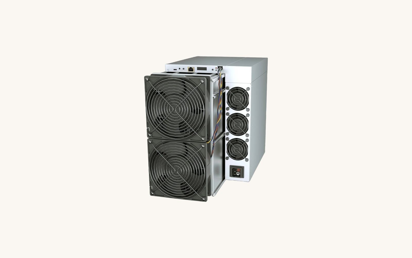 Antminer S21 XP, three-quarter view